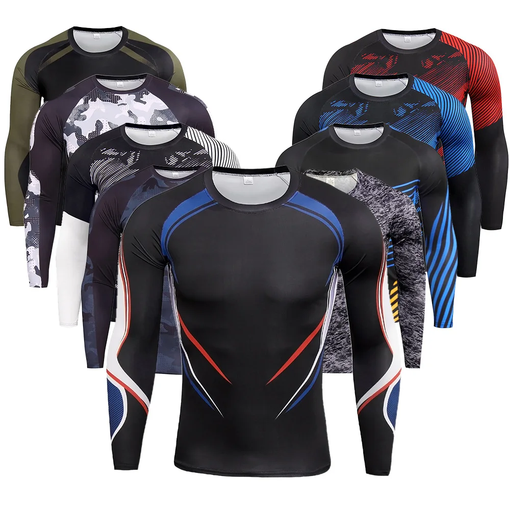 Quick Dry Men's Compression T-Shirt Running Shirt Crossfit Sport Workout Tight Long Sleeve Jogging Training Gym Fitness T Shirts
