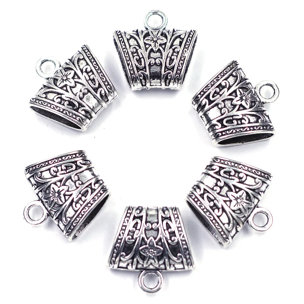 3Pcs Connector Pendants Wrap Scarf Bail Spacer Beads Flower Hollow Metal Charms For Jewelry DIY Finding