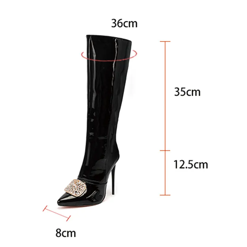 Lloprost ke knee high boots for thin legs long boots Women's Winter Boots Side Zip Pointed Toe High Heels Knee High Booties