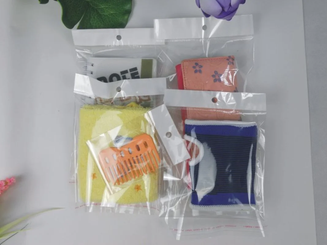 hanging hole poly bags (5x10cm) with self-adhesive seal opp bag for wholesale 1000pcs/lot