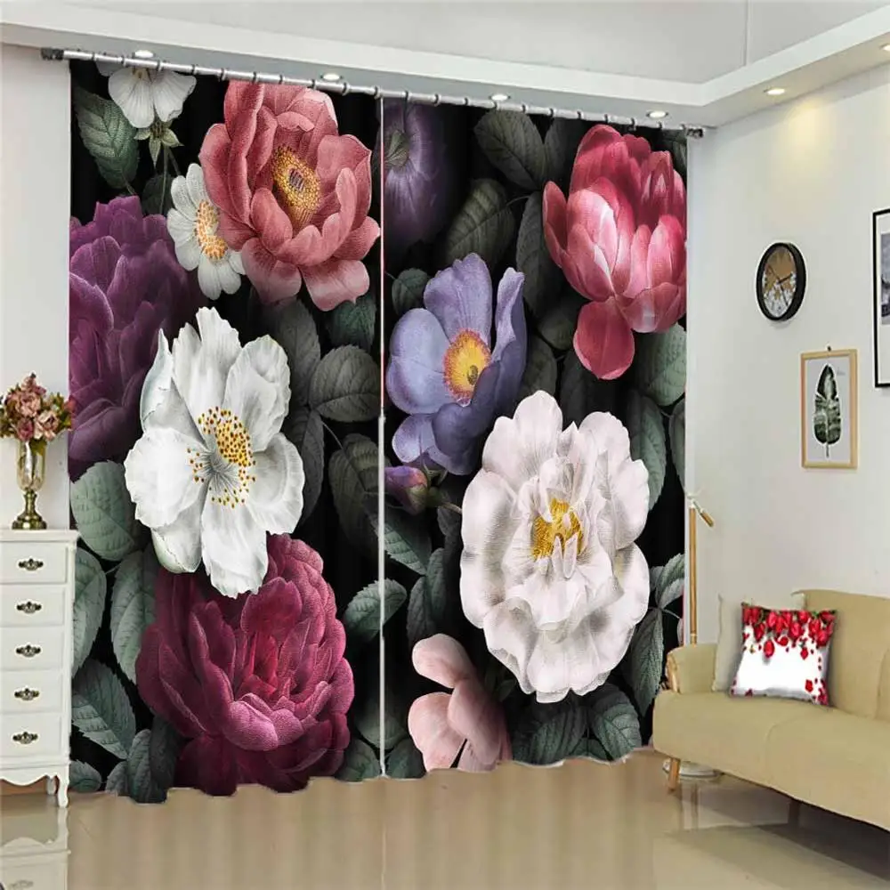 Flower modern 3d blackout window Living room bedroom curtain home window