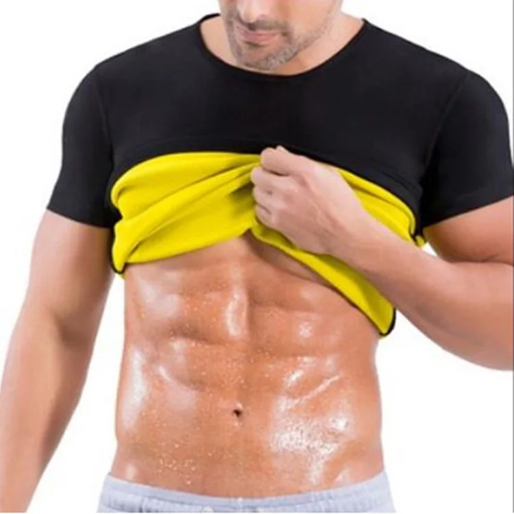 Men Neoprene Shaperwear Waist Trainer Sauna Sweat T-Shirts Body Shaper Cincher Corset Top Slimming Shirt for Workout Weight Loss