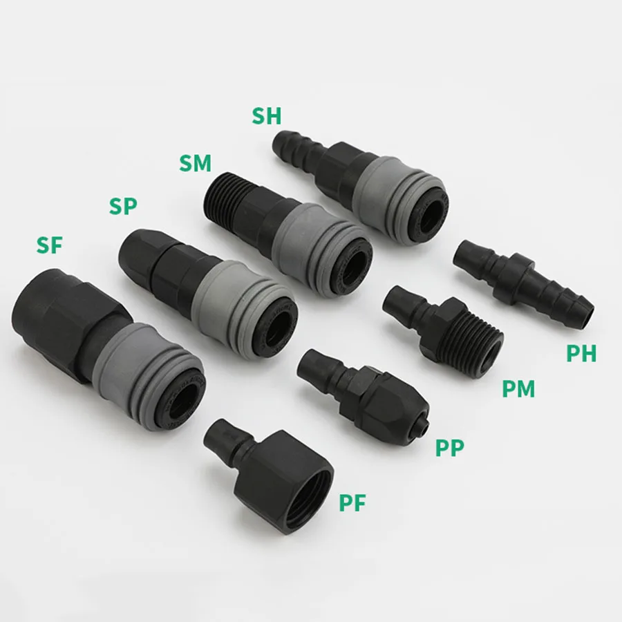 Plastic Steel Self-Locking C Type Quick Male Female Connector SP/PP20 SH/PH30 SM/PM40 Work On Air Compressor Pneumatic Fitting