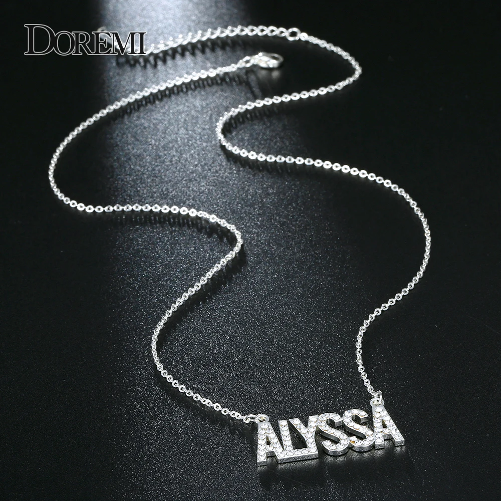 Personalized Crystal Zirconia Letters Necklace Custom Name Pendant Iced Out Stainless Steel Choker Do Not Fade Jewelry WomenGift