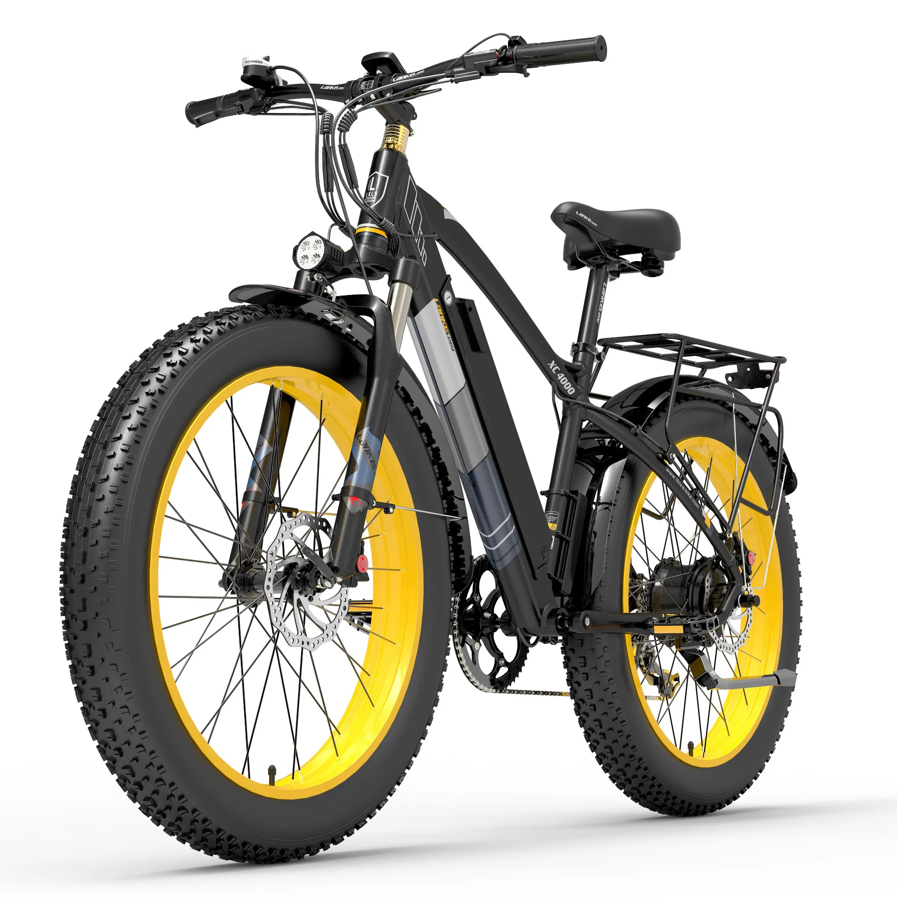 XC4000 1000W 48V Electric Bike, 26 Inch Snow Bike Fat Tire Bicycle, Front & Rear Hydraulic Disc Brake