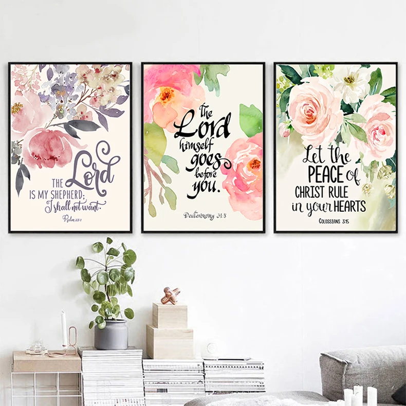 Bible Verse Canvas Painting Butterfly Flowers Poster and Prints Christian Wall Art Inspirational Quote Pictures for Living Room