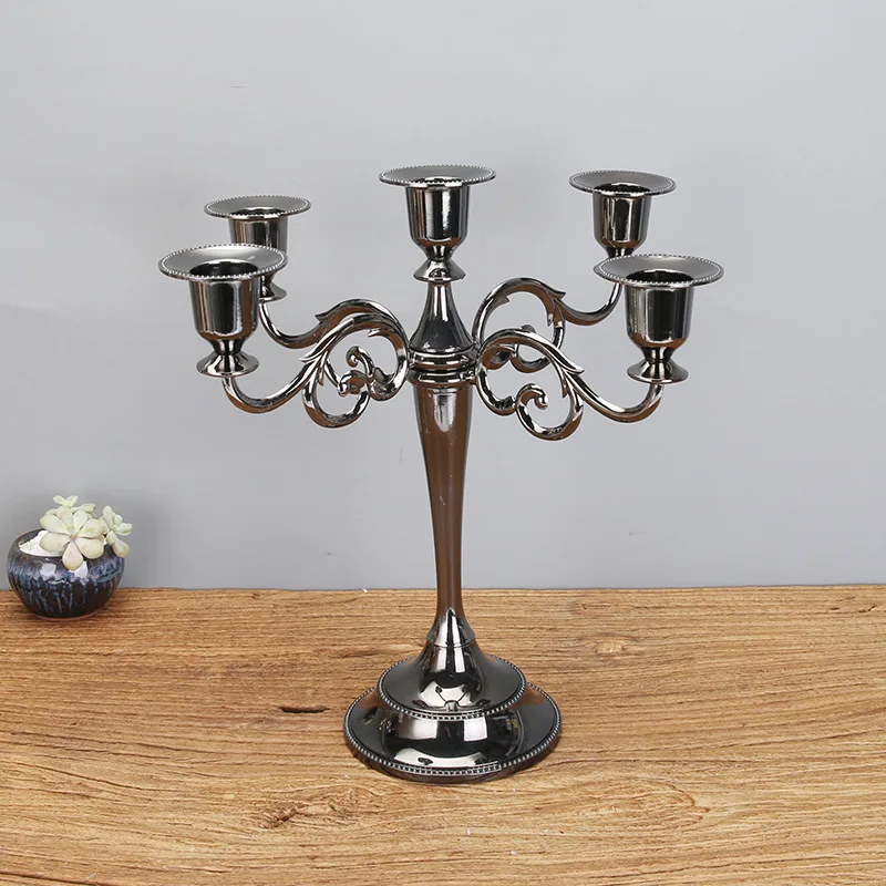 

Silver/gold/copper/black three-arm metal pillar candlestick wedding decorative candles, decorative candlesticks