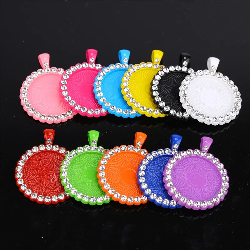 20PCS Fast Delivery 25mm Pendant Cabochon Base With Crystal Bezels Charms Fit DIY Design Making Photos Jewelry Accessories