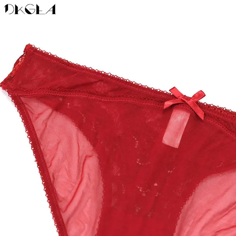 Fashion Hot Low-Rise Briefs White Underwear Transparent Net Yarn Hollow Out Sexy Panties Women Lace Embroidery Underpants Brand