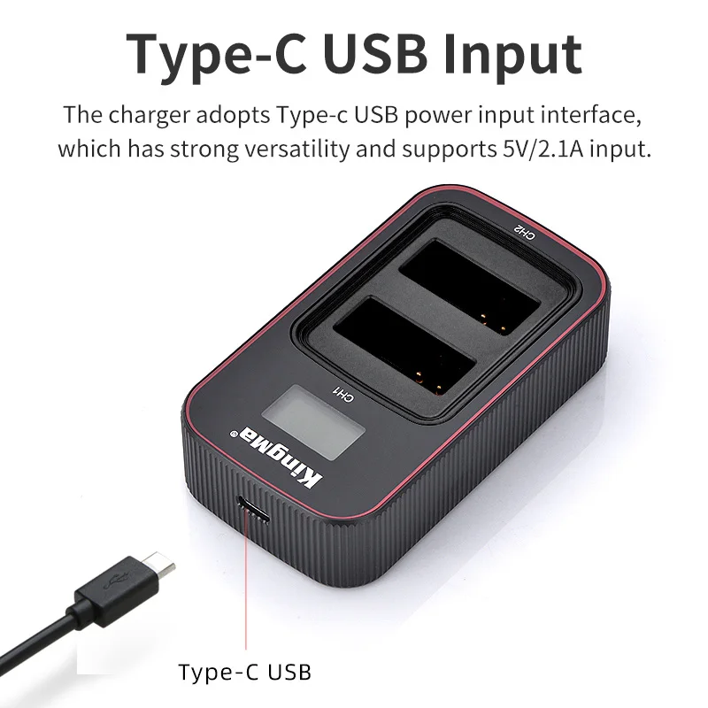 KingMa LP-E12 LP E12 Battery Dual Type-C USB LCD Charger For Canon EOS 100D M2 M M50 Mark II M50 M200 M100 M10 KISS X7 SX70 HS