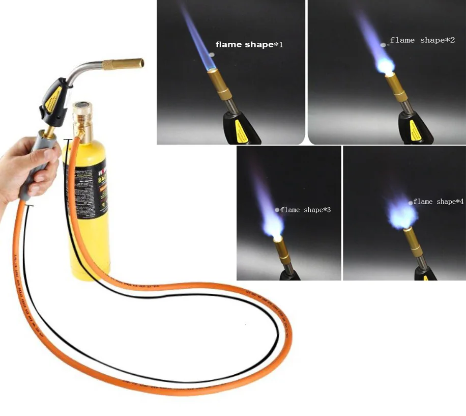 Mapp Torch Gas Welding Torch Self Ignition 1.5m(5ft) Hose Gas Brazing Burner Soldering Quenching BBQ Burner CE HVAC/R Hand Torch