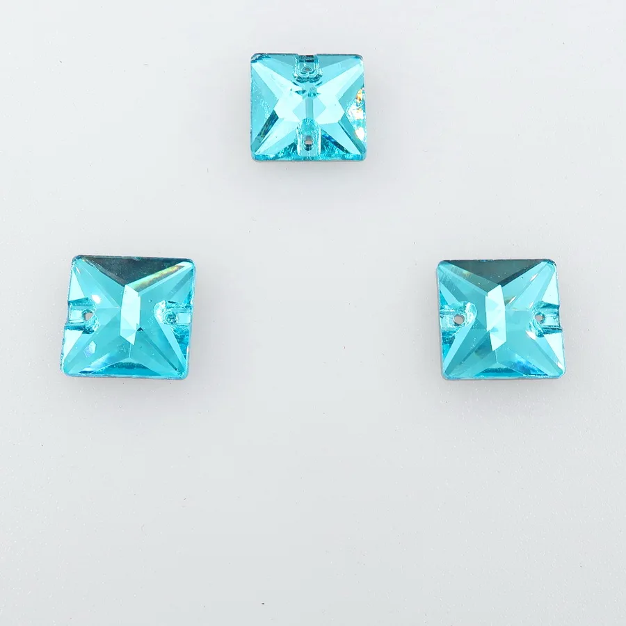 Quadratische Form Flacher Rücken mit Zwei Löchern Glaskristall 6 Größen Aufnähbare Strass-Kristalle Perlen Hochzeitskleid Schuhe Taschen DIY Dekoration – Detail 11