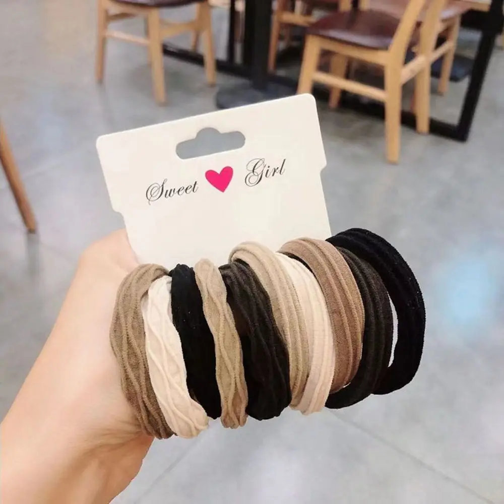 Sweet Ponytail Holder Solid Color Seamless Cloth Korean Style Rubber Band Female Hair Ties Basic Hair Rope Elastic Head Rope