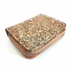 Cavabien Eco Friendly Leather Alternative Short Cork Wallet for Men Zippered Coin Purse & ID Window