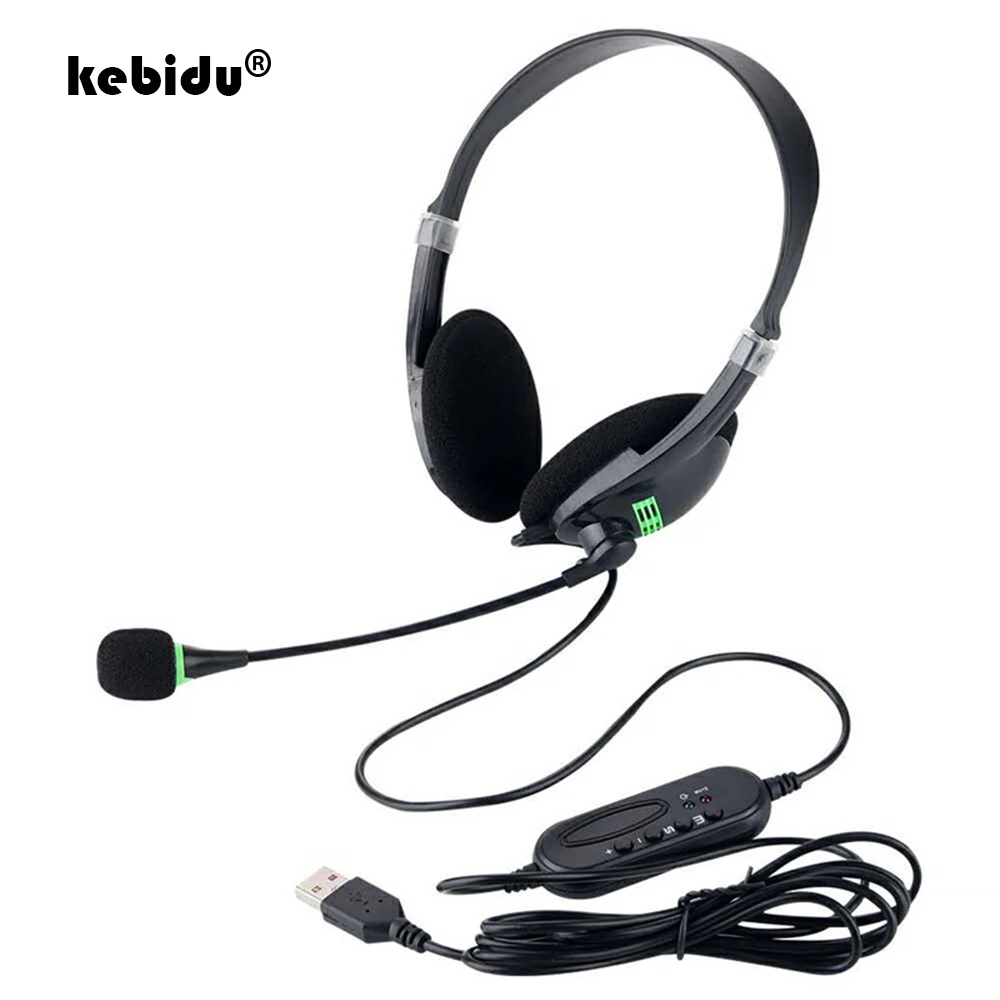 kebidu Universal 3.5mm Noise Cancelling Wired Headphones USB Headset With Microphone for PC Microphone For PC /Laptop/Computer