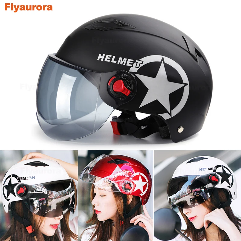 

Universal Motorcycle Helmet Half face Summer Sunscreen Electric Car Safety Helmet Four Seasons Bicycle Open Face Half Helmet