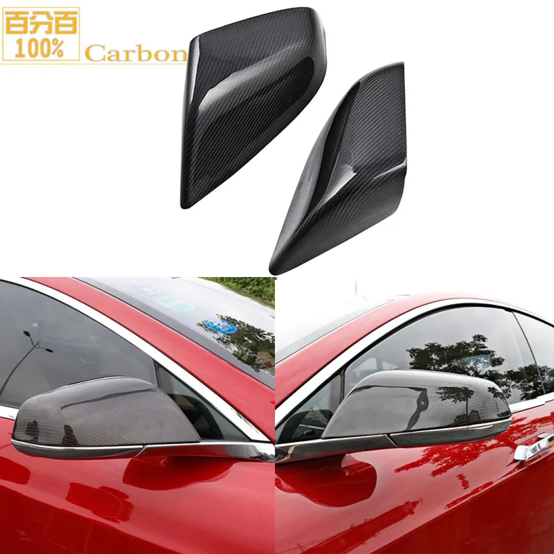 

Glossy Black Real Carbon Fiber Side Rearview Mirror Covers Cap For Tesla Model S Side Rearview Mirror Cover Add-On Style