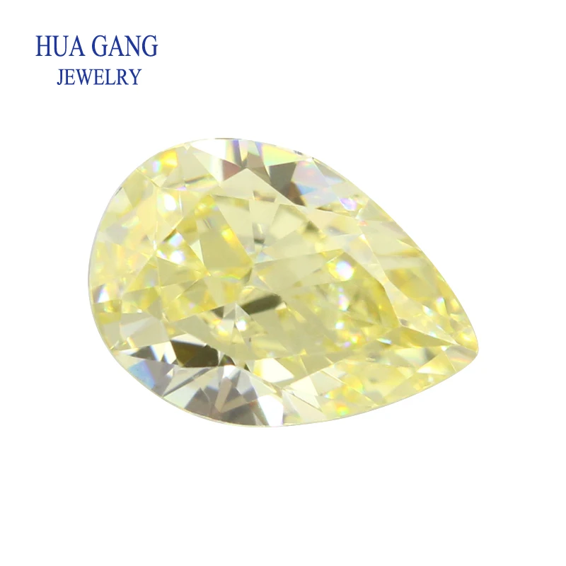 

9A Top Quality Pear Cut Lemon CZ Stone Synthetic Gems Cubic Zirconia Beads For Jewelry 4x6-12x16mm Wholesale