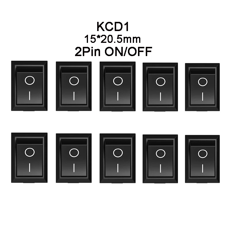 KCD1 ON-OFF 10 15*21mm Switch 2 Pins Ship Type Switch 6A 250V 10A 125V Boat Rocker Switch Car Dash Dashboard Truck RV ATV Home