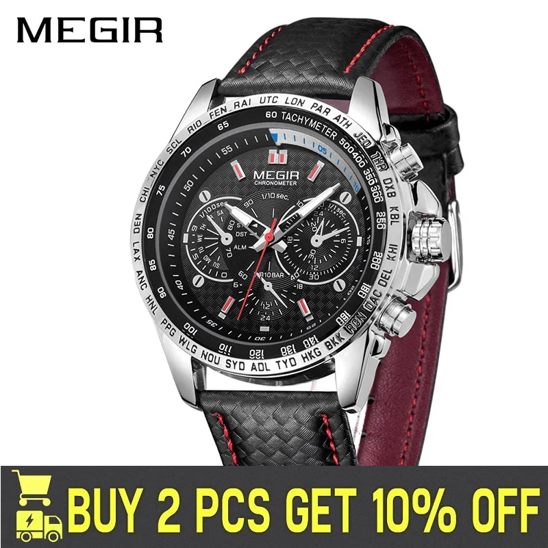 MEGIR Original Mens Top Brand Luxury Quartz WristWatches Casual Fashion Luminous Army 30m Waterproof New Relogio Masculino 1010G