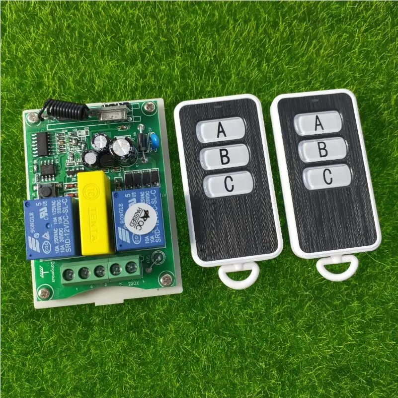 433mhz AC 220 V  2 CH  RF Wireless Remote Control switch for  tubular motor garage door /Projectors/Rolling doors/shutters