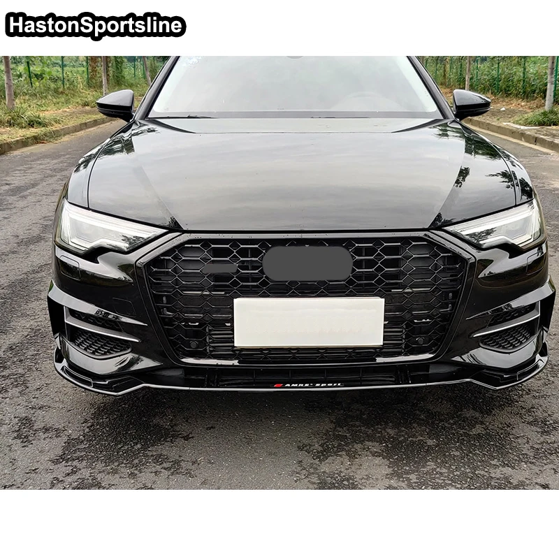 A6 C8 Honeycomb Front Sport Fog Lamp Cover Fog Light Grill for Audi A6 Standard Bumper 2019-2021 Car Styling Accessories