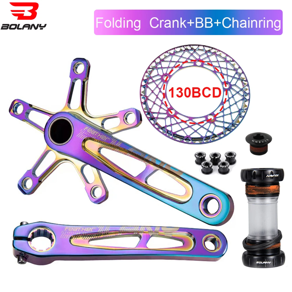 BOLANY 130BCD Bike Crankset Folding Bicycle Crankset Aluminum Alloy 170mm Bottom Bracket Ceramic Bearing CNC Bicycle Accessories