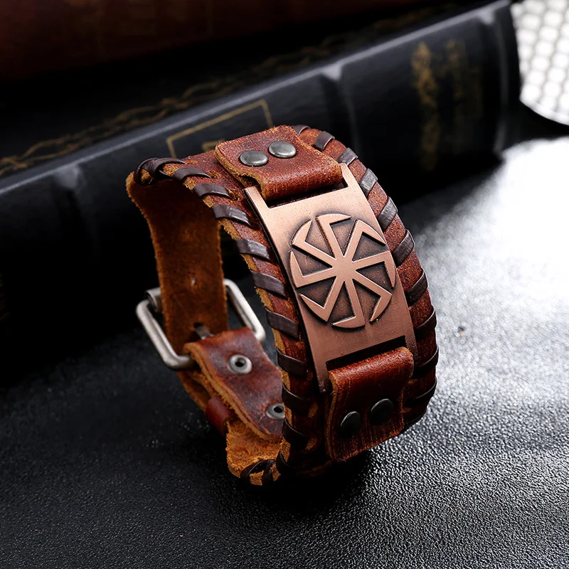 2021 Totem Design Nordic Lucky Compass Bracelet Viking Men's Bracelet New Trendy Fashion Leather Woven Accessories Party Jewelry