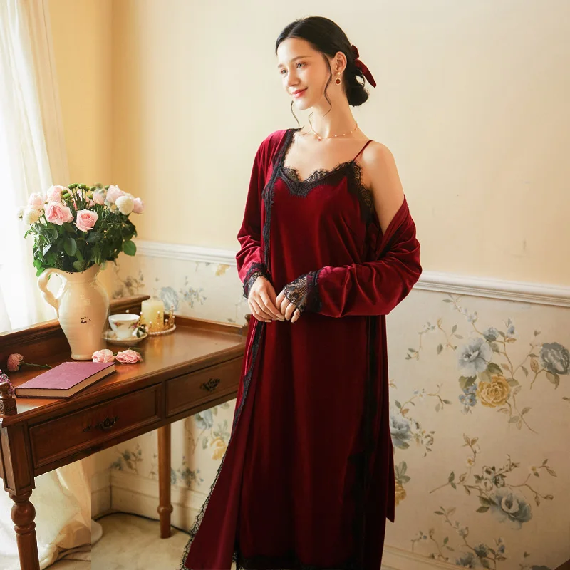 

Robes Sets Solid Kimono Robe Lace Fashion Bathrobe Sexy Sleepwear Peignoir Wedding Robes Soft Bridesmaid Robes