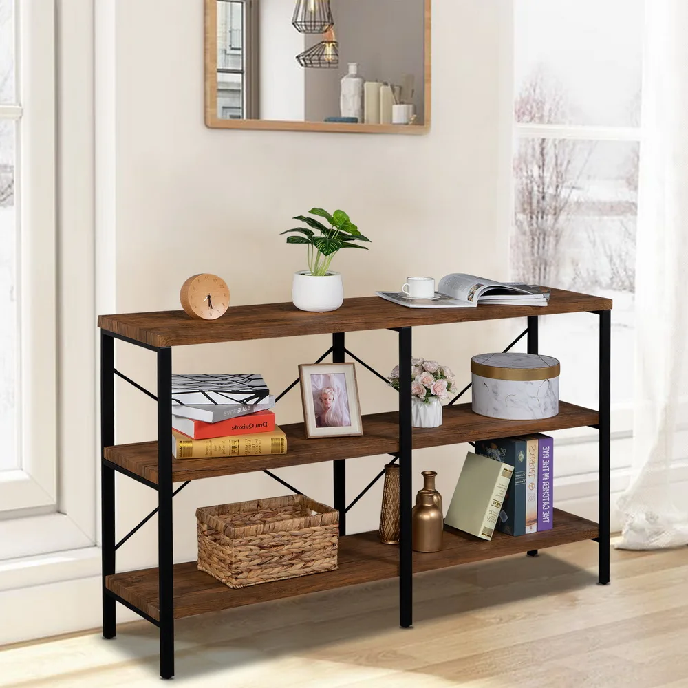 US 3-Tier Console Sofa Table Side Table End Table Console Table  Industrial Foyer Table for Living Room  Entry Way  Hallway