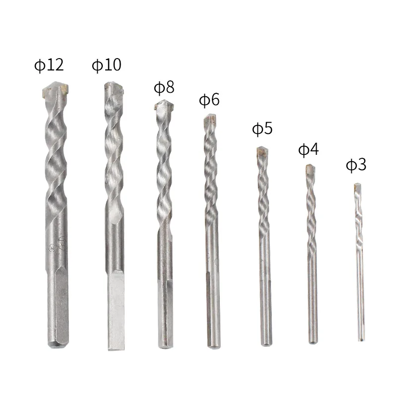Manico triangolare 3/4/5/6/8/10/12mm punta da trapano percussiva per muratura utensili per la testa del martello trapano Hss in metallo per il taglio di trapani elettrici