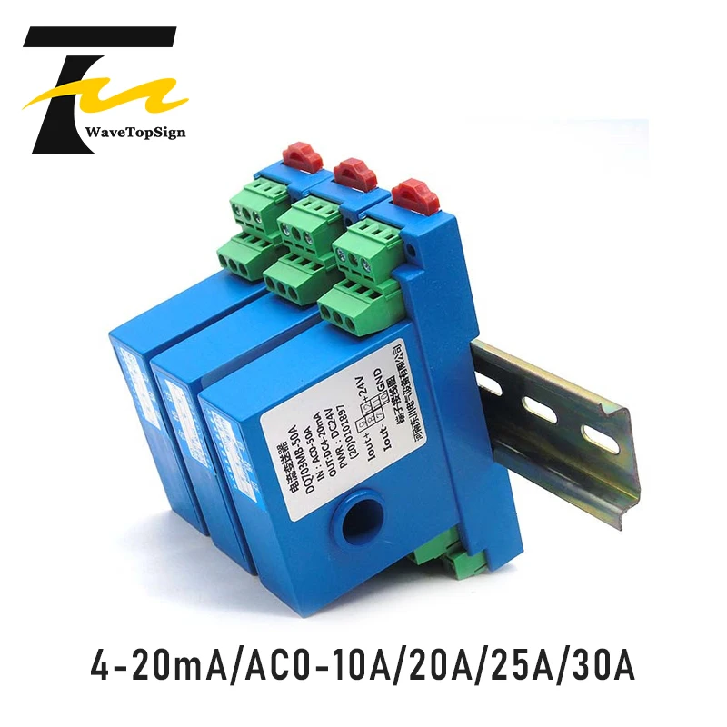 WaveTopSign Ac0-10a 20A 25A 30A Perforated AC current transmitter 4-20mA sensor