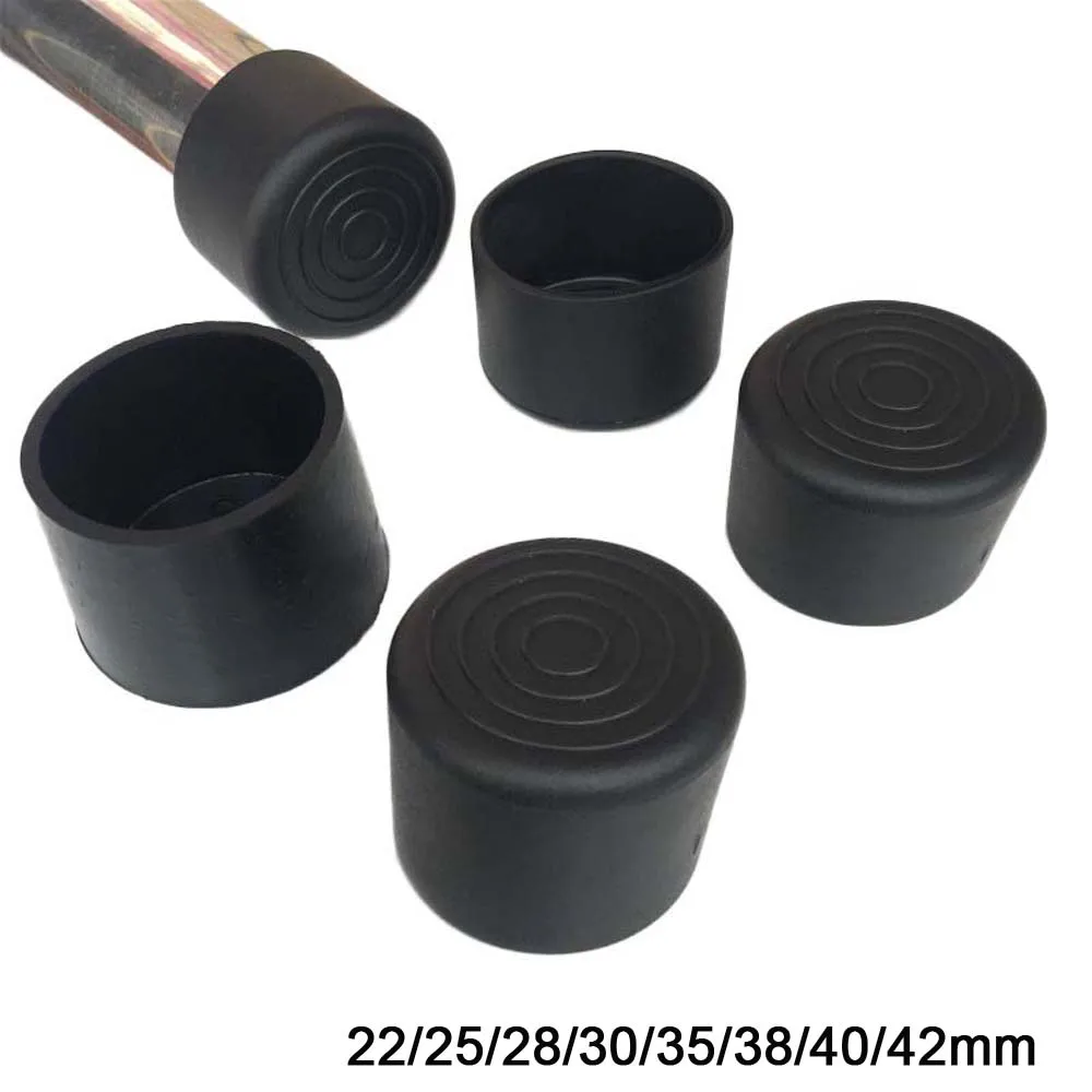 4 pezzi in PVC nero sedia in gomma piedi da tavolo tubi per tubi tappi di copertura tappi protezione del pavimento 22/25/28/30/35/38/40/42mm