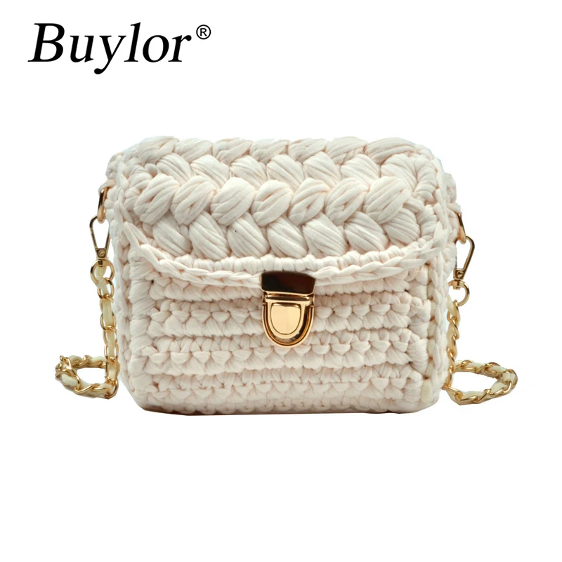 

Buylor Fashion Women's Bag 2022 Woven Tote Bag Ladies Single Chain Knitting Crossbody Bags for Women Small Crochet Shoulder Bags