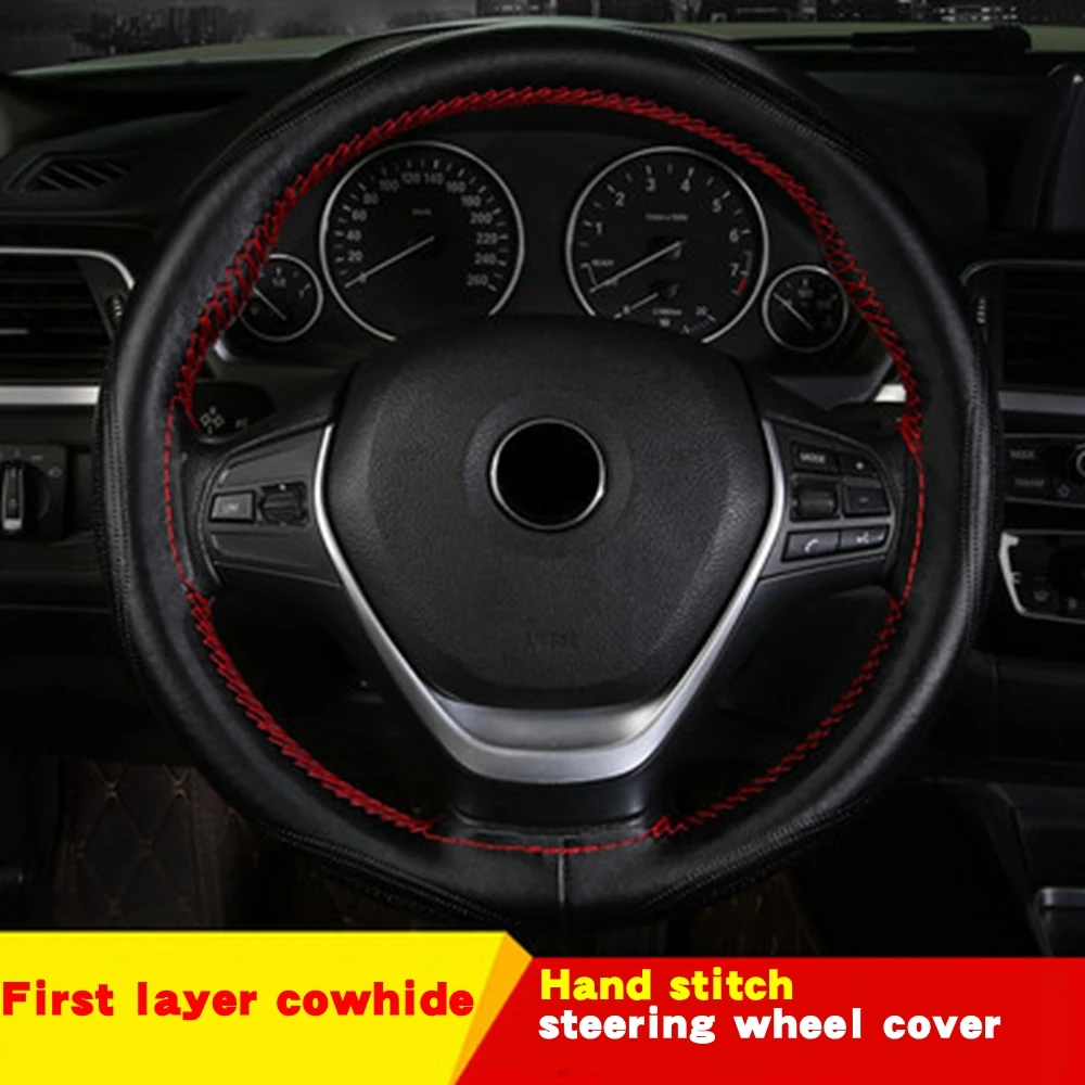 

High-Quality Cowhide Anti-Skid Hand-Sewn Car Steering Wheel Covers Are Suitable For 90% of the Models on The Market