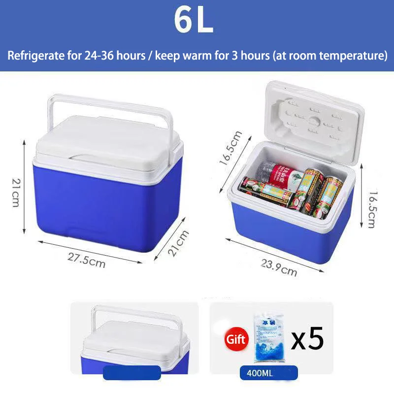 Car Portability Cooler Box Outdoor Camping Trip Cooler Box Preservation Food Storage Fishing for Travel Warm and Coold 10L BX18