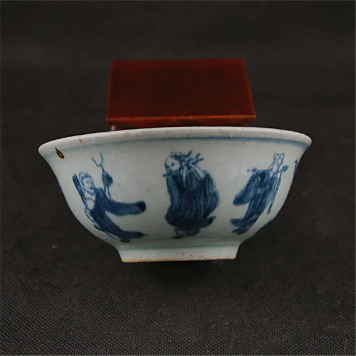 Chinese Blue and White Porcelain Qing Eight Immortals Design Bowl 5.1 inch