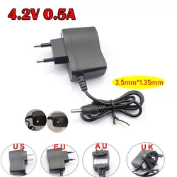 AC To DC 4.2V 0.5A 500ma Power Adapter 3.7V 18650 Rechargeable Battery Torch Headlight Charging Supply 3.5mmx1.35mm Plug Charger