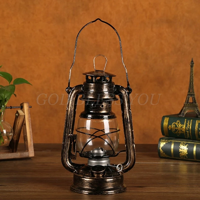 Retro Vintage LED Metal Oil Lamp Portable Lantern Kerosene Light Outdoor Camping Bar Inn Home Decoration Drop Shipping