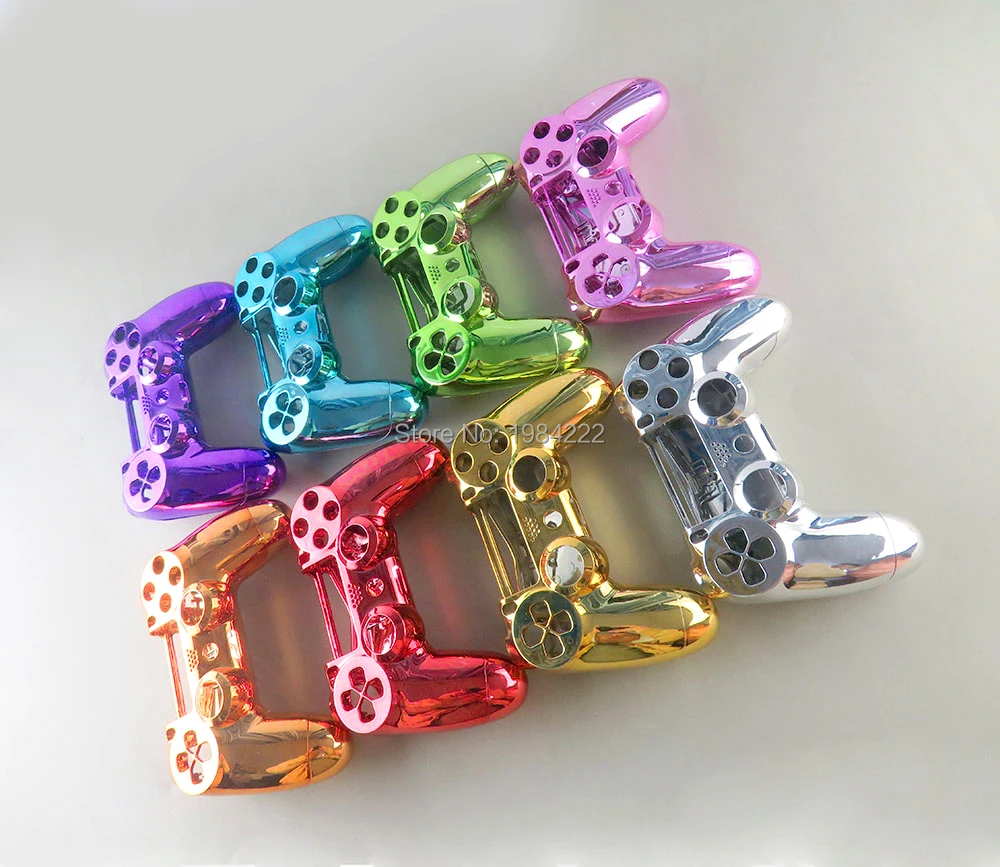 プレイステーション4 pro,ps4 pro 4.0,v2コントローラー,6個,jds040,jdm040用のボタンなしクロームメッキハウジングケース