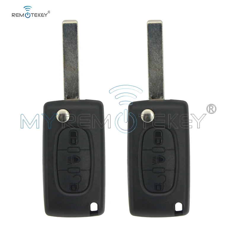 

Remtekey 2pcs CE0536 Folding remote key 3 button with light button for Citroen Peugeot HU83 key blade 434mhz remtekey