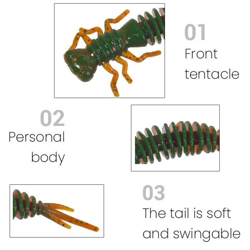 WESTBASS Larva Soft Bait 55-75-100mm Silicone Fishing Lure Artificial Worm Vivid Swimbait Rubber Wobbler Trolling Isca Pesca