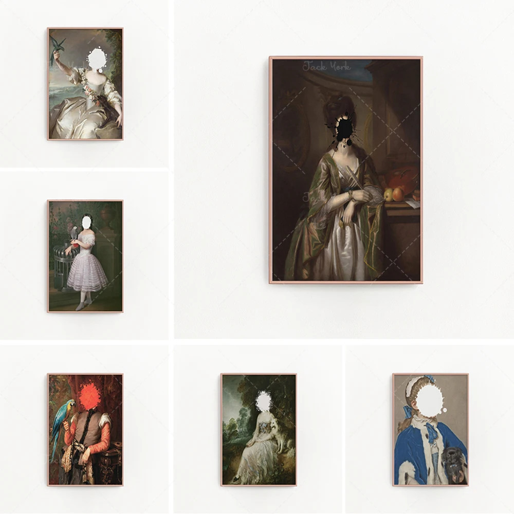 Eclectic Wall Art Downloadable Prints, Altered Art Antique Oil Painting Printable Art, Bohemian Bedroom Decor, Surreal Art
