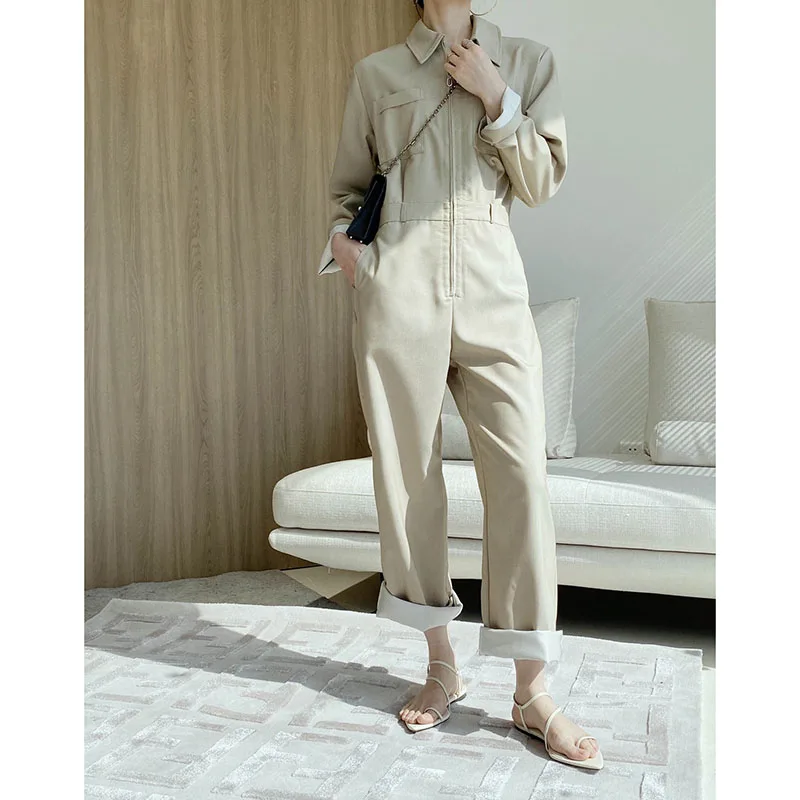 

HARLEYFASHION Women Spring Fashion Casual 2 Colors Quality Jumpsuits Loose Simple Age Reduction Vintage Easy Matching