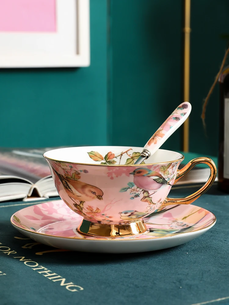 European Coffee Cup Set, Gold Wire Family, High Grade, Elegant, Luxury Afternoon Tea Set, Porcelain with Milk Pot and Sugar Pot