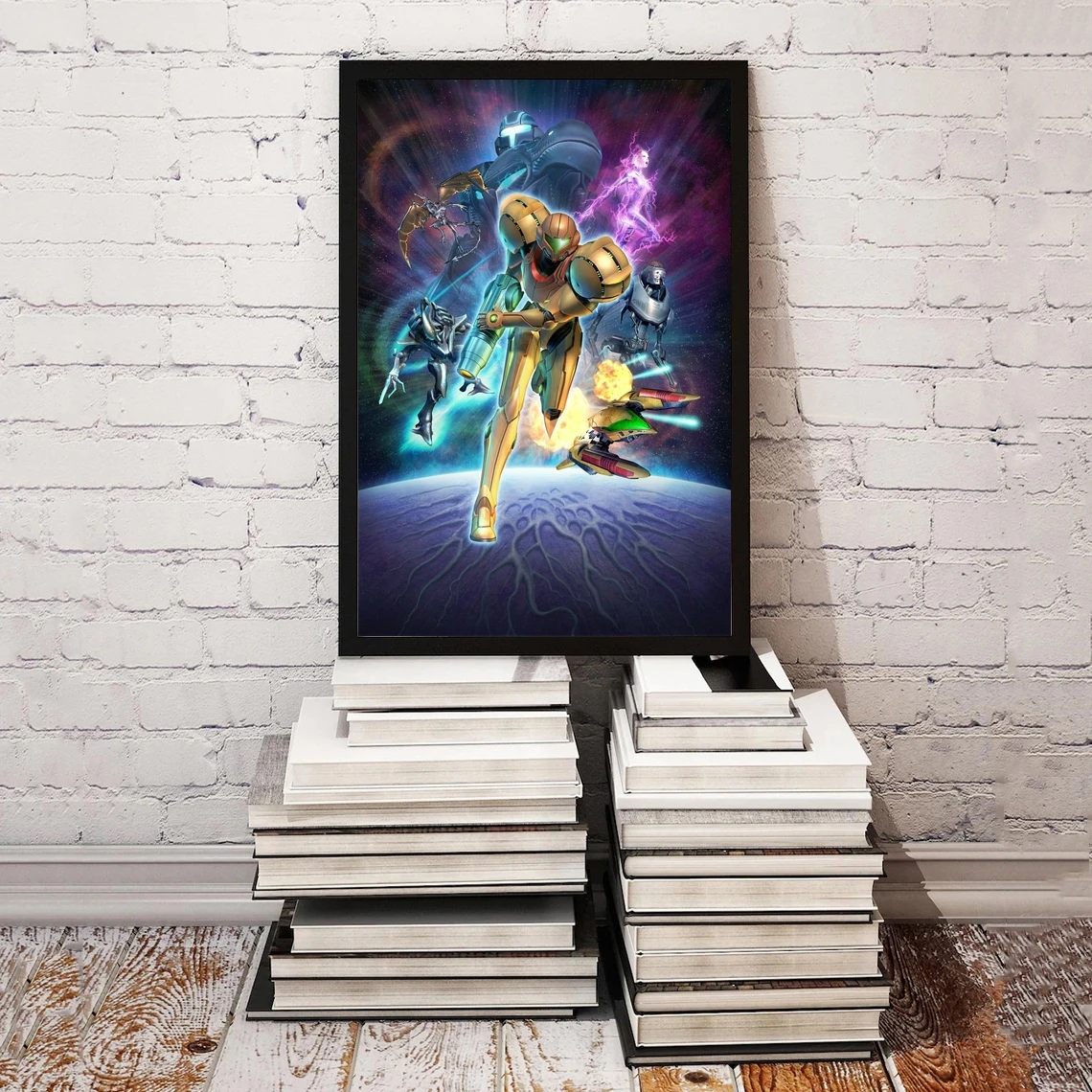 Super Metroid Game Poster PC,PS4,Exclusive Role-playing RPG Classic Game Canvas Custom Poster Alternative Artwork Gift