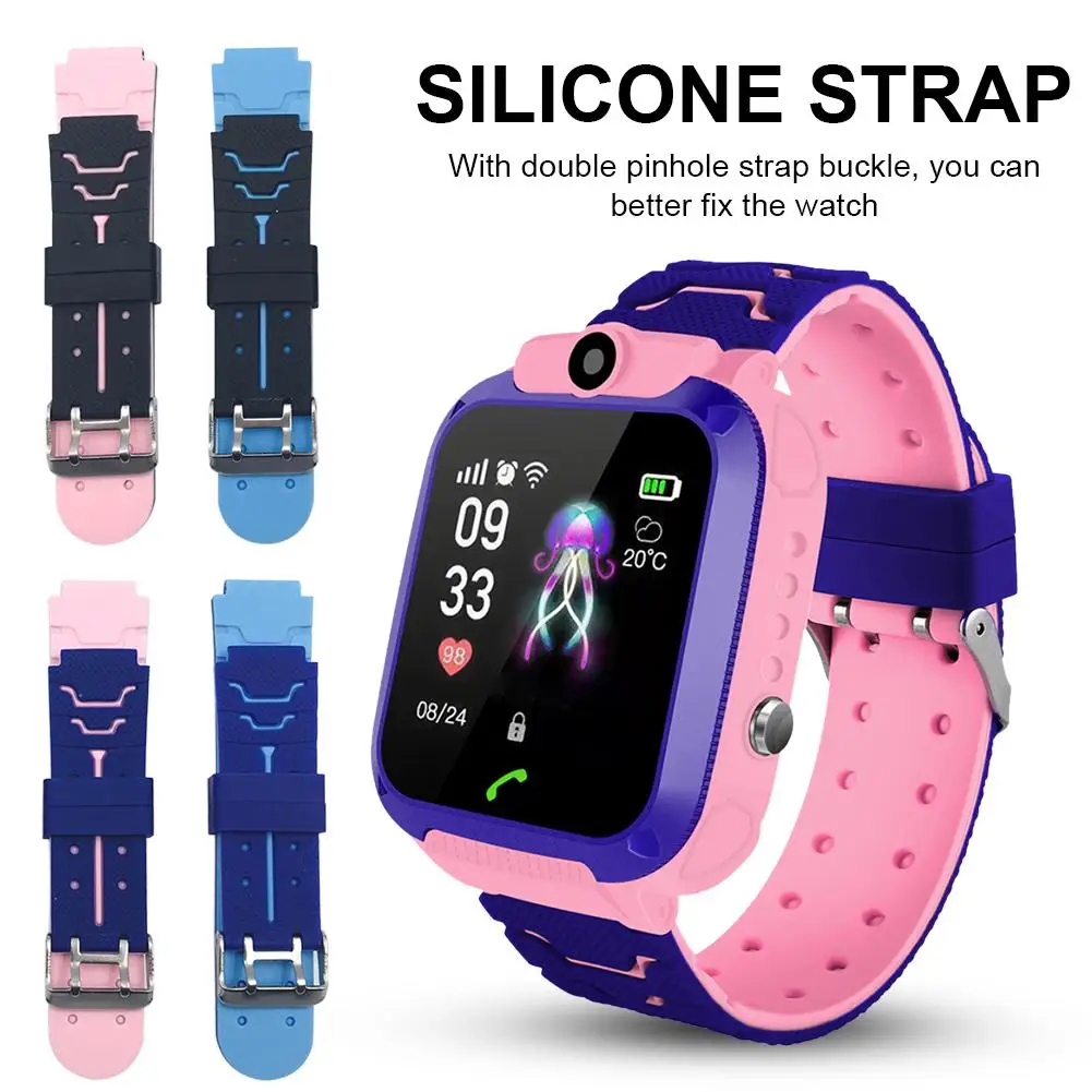 16mm Silicone Strap For 5G Children Smart Watch Phone Watch Video Call Two-Color Wristband 185mm 20mm Strap For 16mm Spring Bar