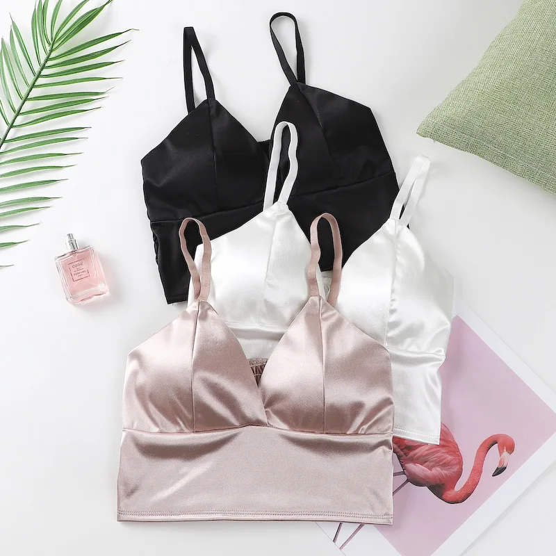 

Sleeping Brassiere Push Up Bras Sexy Lingerie Top Wireless Tube Top Sexy Women Sexy Strap Silk Smooth Plunge Bralette Underwear