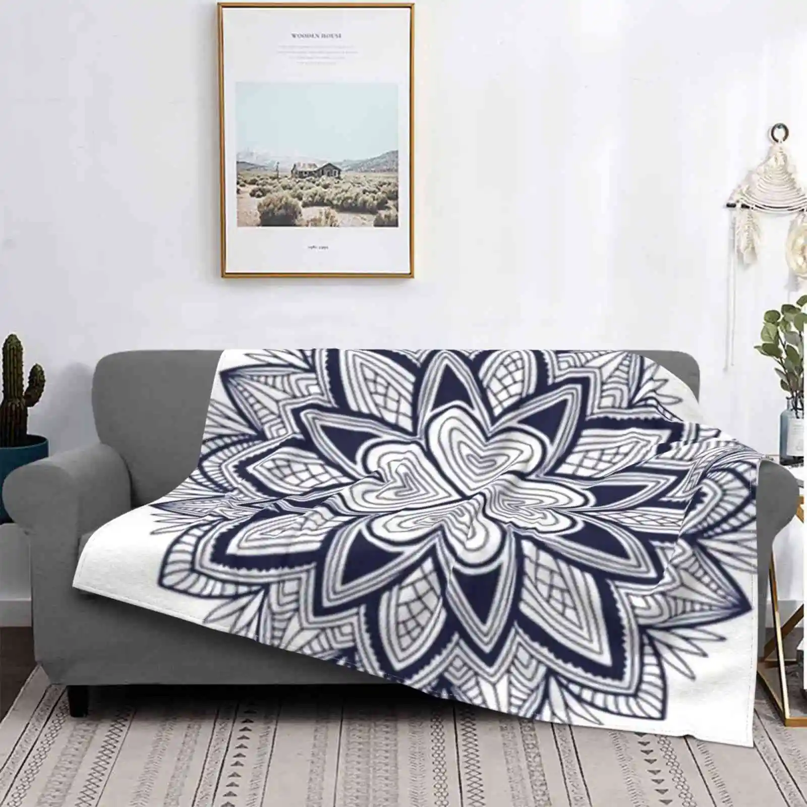 Black White Luxury Flower. Top Quality Comfortable Bed Sofa Soft Blanket Comfort Color Customized With Designs Printer Printing