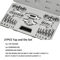 Tap and Die Set  27pcs Thread Tapping Metric M5-M16 Alloy Steel Screw Taps Wrench For Metalworking Hand Tool Threading Tap Die